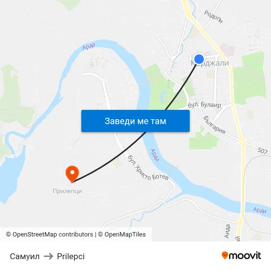 Самуил to Prilepci map