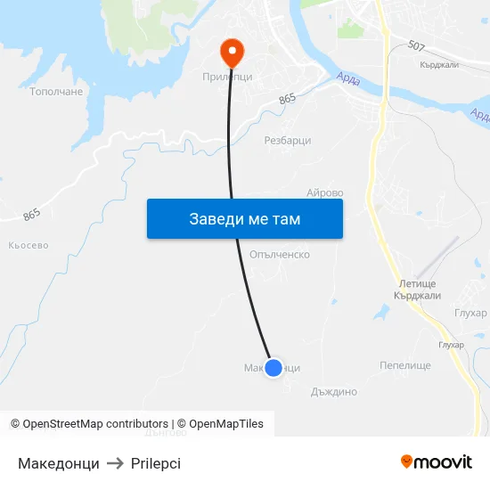 Македонци to Prilepci map