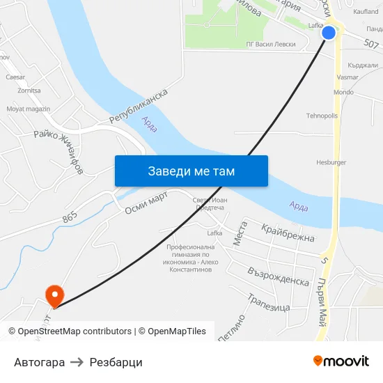 Автогара to Резбарци map