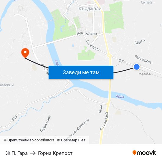 Ж.П. Гара to Горна Крепост map