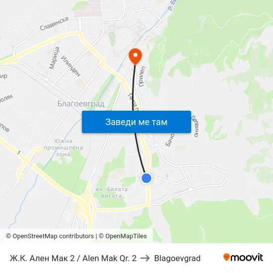 Ж.К. Ален Мак 2 / Alen Mak Qr. 2 to Blagoevgrad map