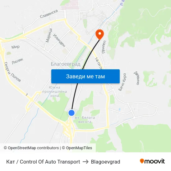 Кат / Control Of Auto Transport to Blagoevgrad map