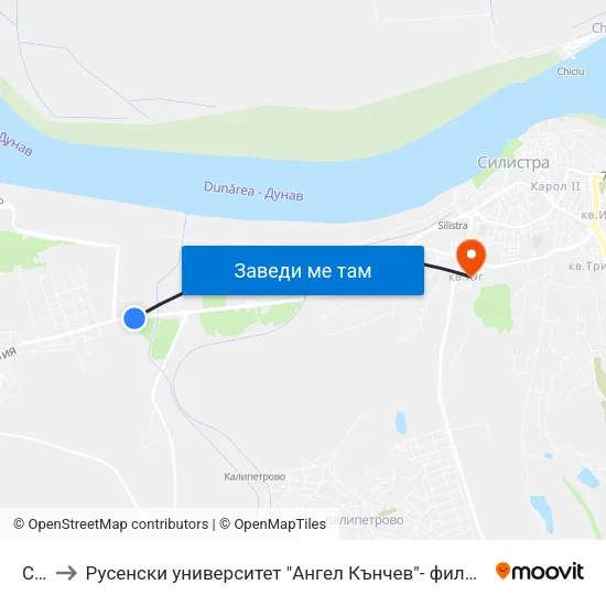 Сст to Русенски университет "Ангел Кънчев"- филиал Силистра map
