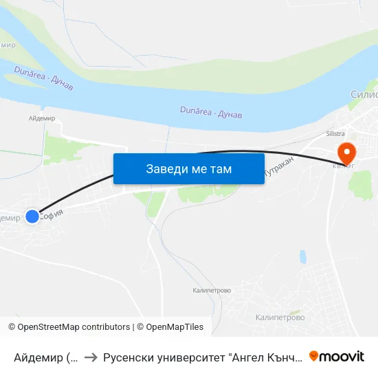 Айдемир (Център) to Русенски университет "Ангел Кънчев"- филиал Силистра map