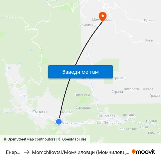 Енерго to Momchilovtsi / Момчиловци (Момчиловци) map