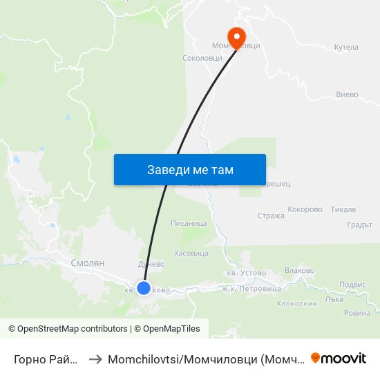 Горно Райково to Momchilovtsi / Момчиловци (Момчиловци) map