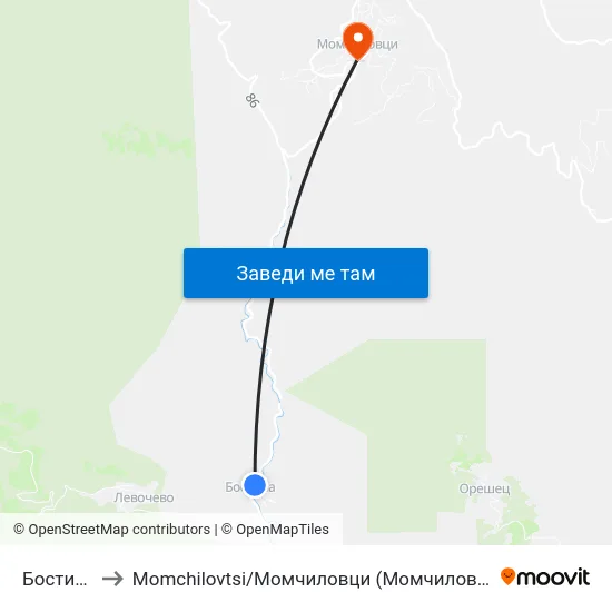 Бостина to Momchilovtsi / Момчиловци (Момчиловци) map