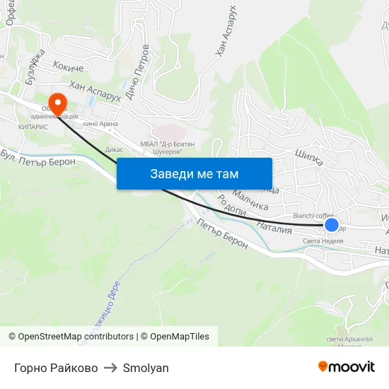 Горно Райково to Smolyan map