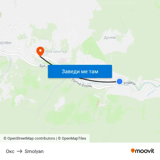 Окс to Smolyan map
