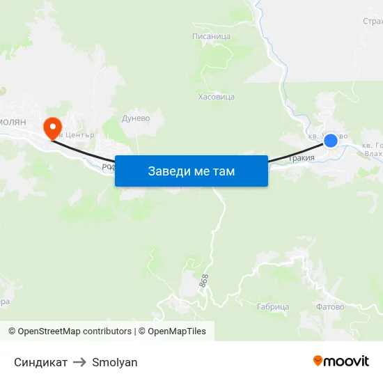 Синдикат to Smolyan map