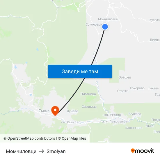 Момчиловци to Smolyan map