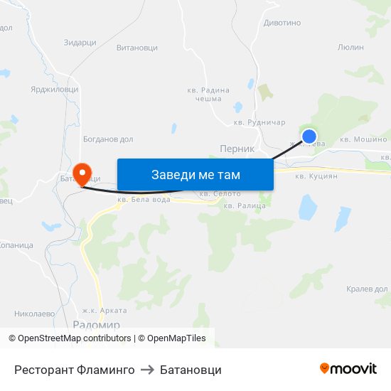 Ресторант Фламинго to Батановци map