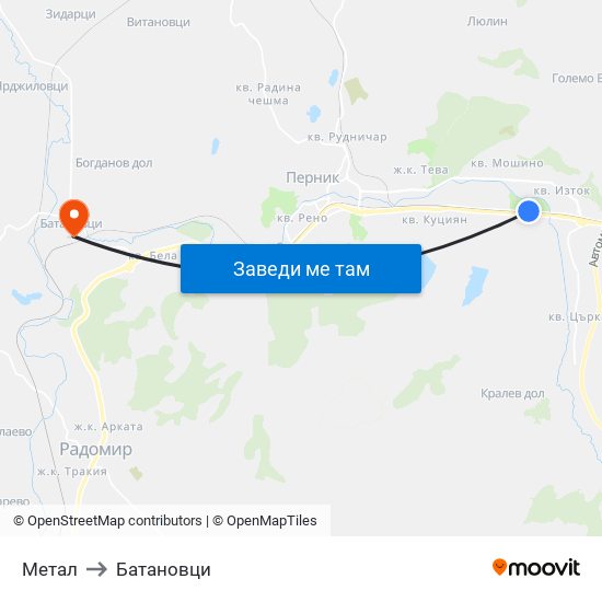 Метал to Батановци map