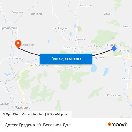 Детска Градина to Богданов Дол map