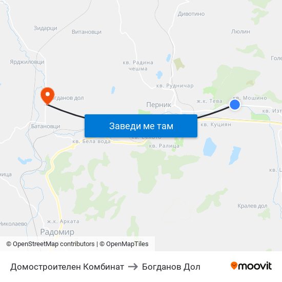 Домостроителен Комбинат to Богданов Дол map