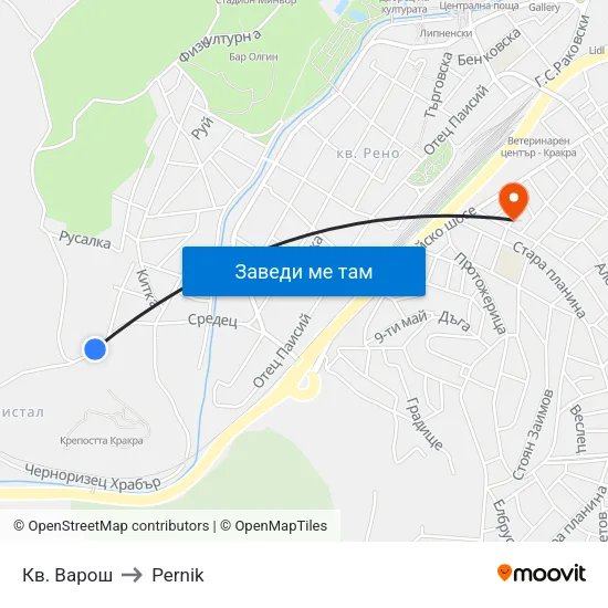 Кв. Варош to Pernik map