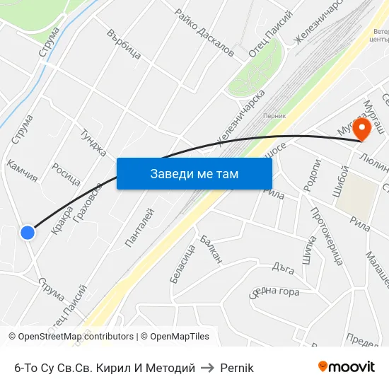 6-То Су Св.Св. Кирил И Методий to Pernik map