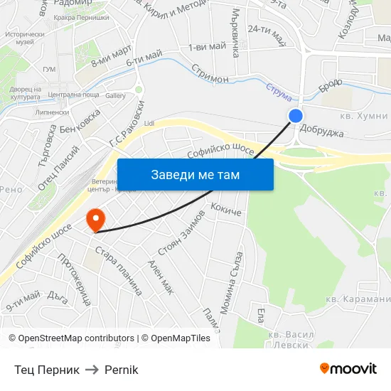 Тец Перник to Pernik map
