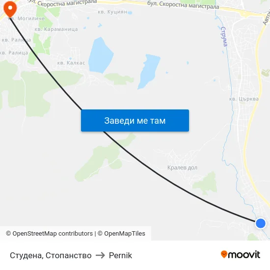 Студена, Стопанство to Pernik map