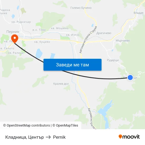 Кладница, Център to Pernik map