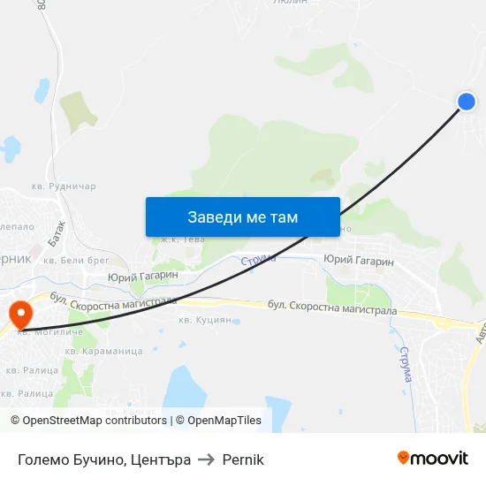Големо Бучино, Центъра to Pernik map