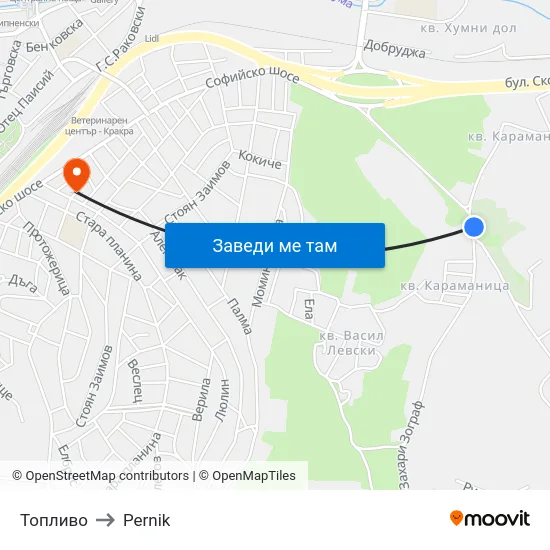 Топливо to Pernik map