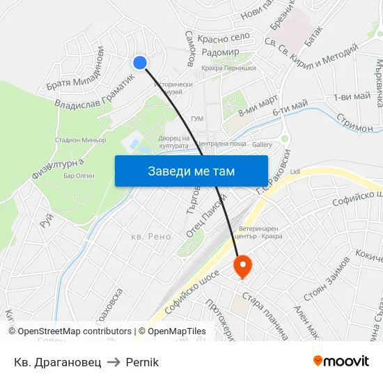 Кв. Драгановец to Pernik map