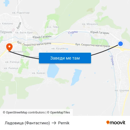 Ладовица (Фантастико) to Pernik map