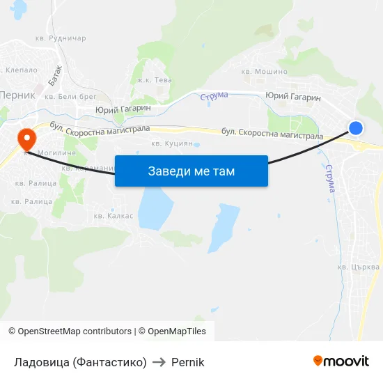 Ладовица (Фантастико) to Pernik map