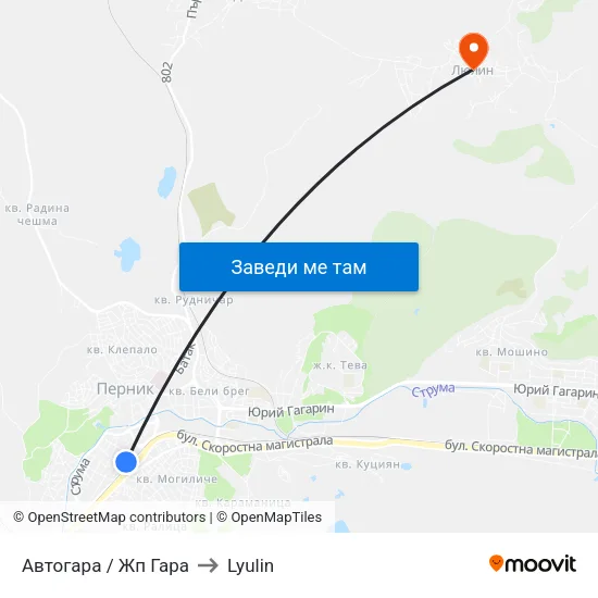 Автогара / Жп Гара to Lyulin map