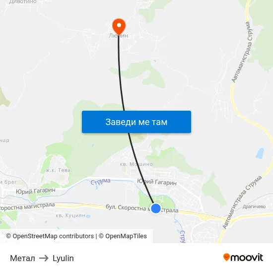 Метал to Lyulin map