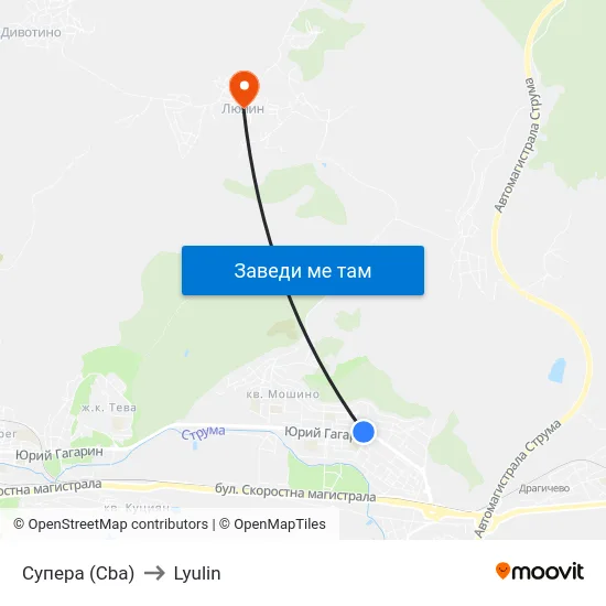 Супера (Cba) to Lyulin map