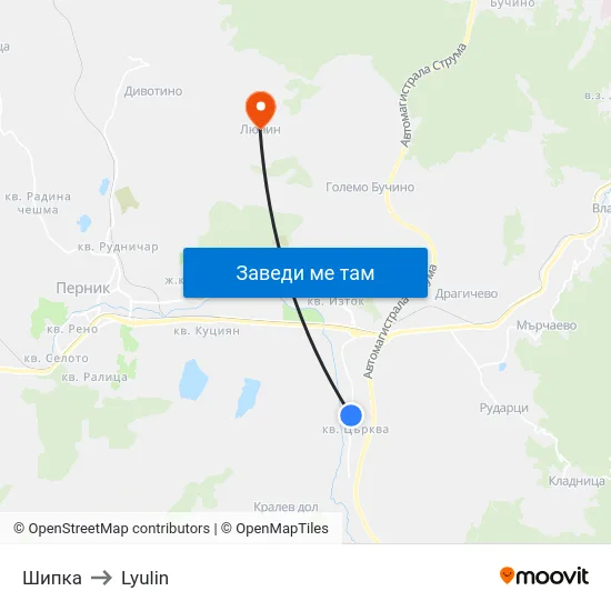 Шипка to Lyulin map