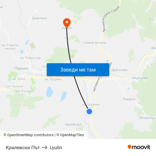 Кралевски Път to Lyulin map