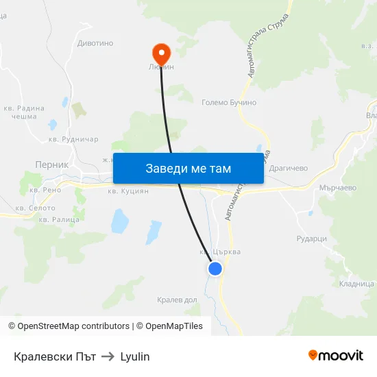 Кралевски Път to Lyulin map