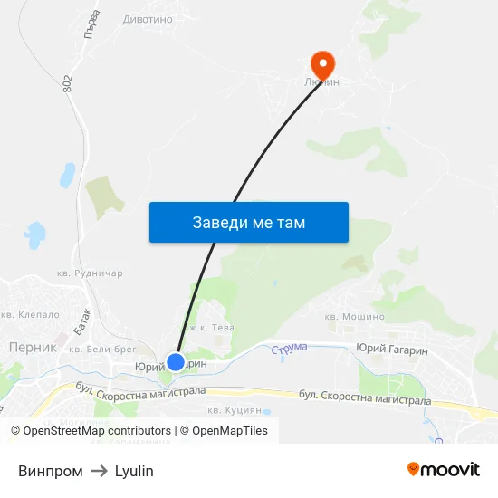 Винпром to Lyulin map