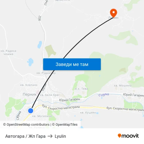 Автогара / Жп Гара to Lyulin map