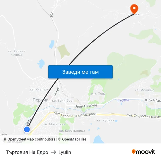 Търговия На Едро to Lyulin map