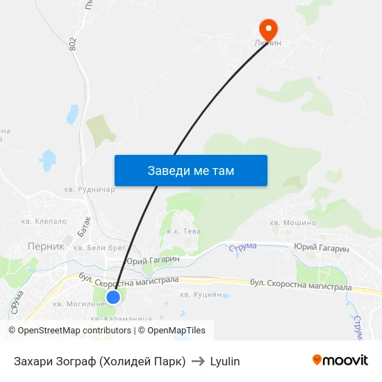 Захари Зограф (Холидей Парк) to Lyulin map