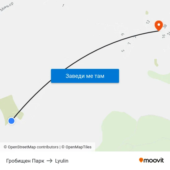 Гробищен Парк to Lyulin map