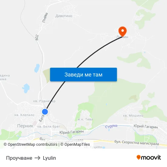 Проучване to Lyulin map