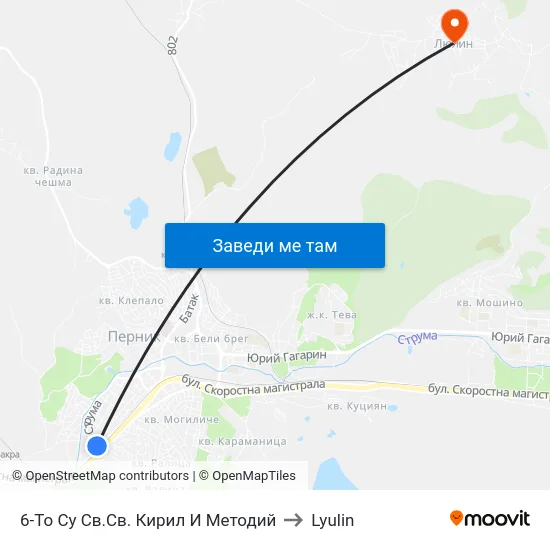 6-То Су Св.Св. Кирил И Методий to Lyulin map
