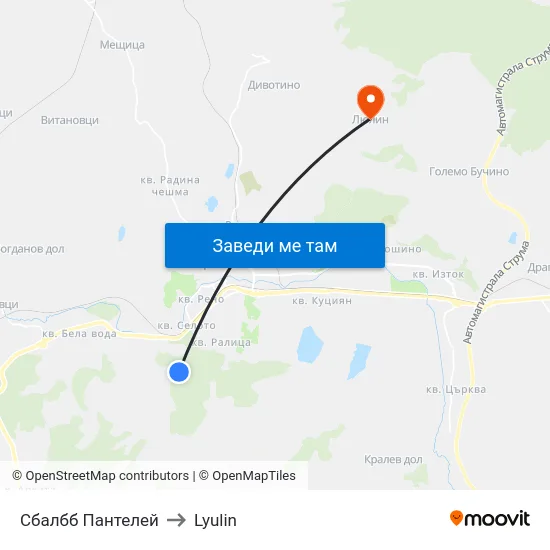 Сбалбб Пантелей to Lyulin map