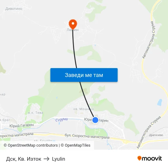 Дск, Кв. Изток to Lyulin map