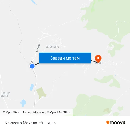 Клюкова Махала to Lyulin map