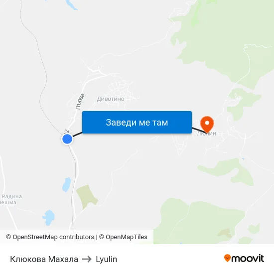 Клюкова Махала to Lyulin map