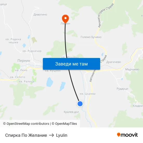 Спирка По Желание to Lyulin map