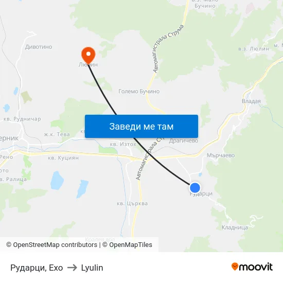 Рударци, Ехо to Lyulin map