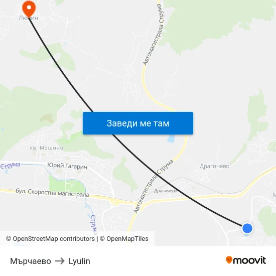 Мърчаево to Lyulin map