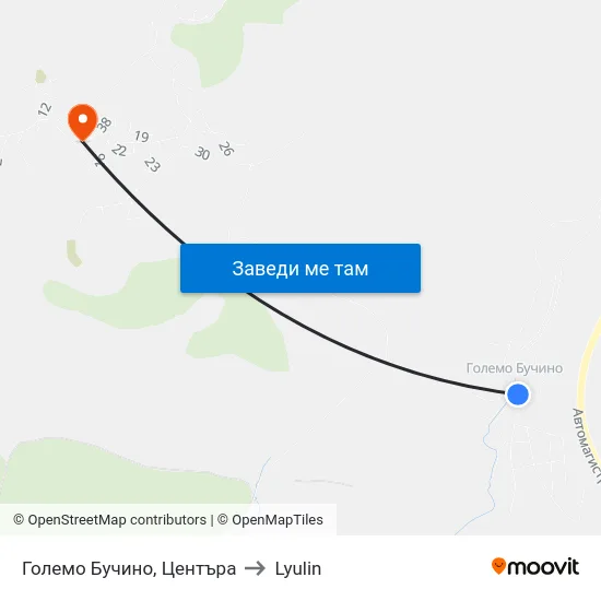 Големо Бучино, Центъра to Lyulin map